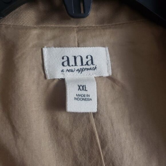 ANA Women's Plus Size Blazer XXL Tan Preppy Office Professional Business Linen - Picture 12 of 14